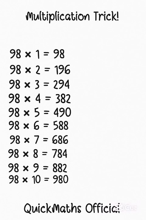 Mind-Blowing Multiplication Hack: 98 Edition!