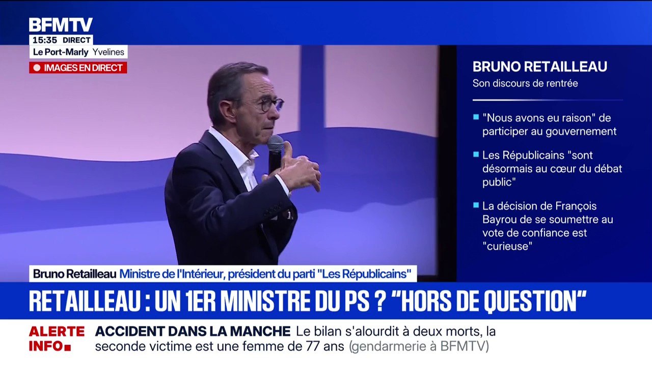 Sécurité: "Il faut de courtes peines de prison dès les premiers délits graves", affirme Bruno Retailleau, ministre de l’Intérieur et président des Républicains