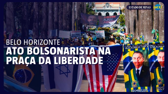Bolsonaristas pedem anistia e gritam “Fora Lula e Moraes” na Praça da Liberdade em BH