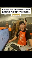 Angry Haitian dad sends son to home depot to pick up fake tool prank.😂😂😂