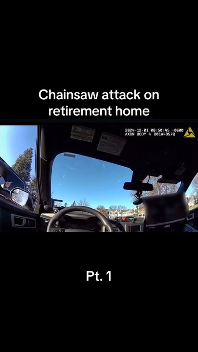 Crazy attack with chainsaw body cam