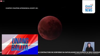 Total lunar eclipse o "Blood Moon," nasilayan sa ilang luagr kaninang madaling araw | Unang Balita