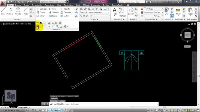 Autocad - Alinear dibujo. Alinear un objeto. Alinear respecto a una línea. Tutorial en español HD