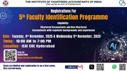 AI in ICAI invites you to the Register for 5th Faculty Identification Programme (FIP)