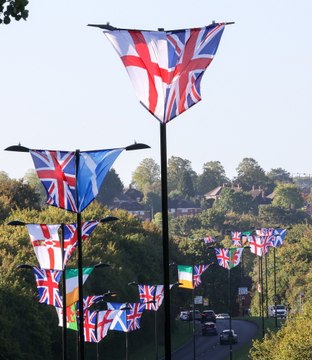 Birmingham 'warriors' use cherry picker to erect over 40 UK flags on lampposts