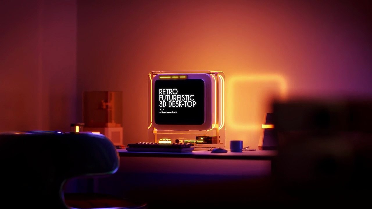 Retro Futuristic 3D Desktop - After Effects Templates - WorldASR.com