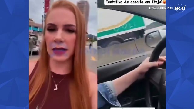 Mulher arrasta ladrão que tentou quebrar os vidros do seu carro em Itajaí