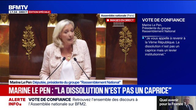 La dissolution est pour lui une obligation , Marine Le Pen appelle Emmanuel Macron à dissoudre l'Assemblée nationale