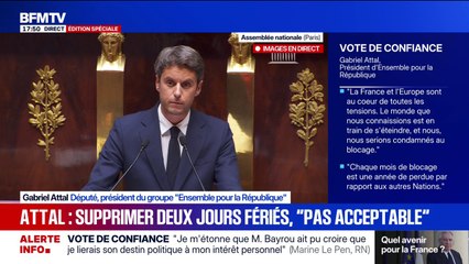Gabriel Attal :"Les députés de mon groupe [Ensemble pour la République] voteront tout simplement pour l'intérêt général"
