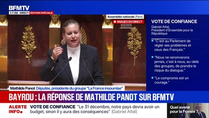 Mathilde Panot (LFI) à François Bayrou: "Comment pourrions-nous vous faire confiance, alors que vous faites confiance à Emmanuel Macron ?"