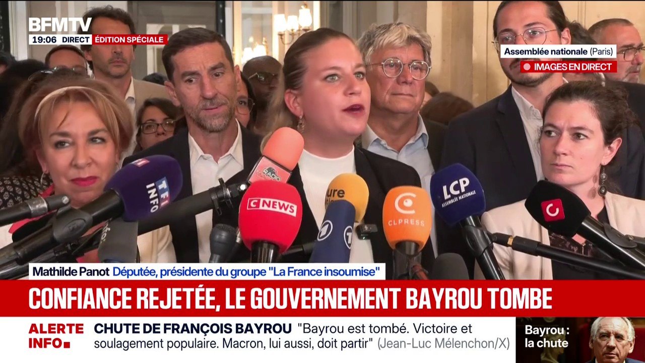 Chute de François Bayrou: "Le groupe parlementaire Insoumis déposera demain une motion de destitution du président de la République", affirme Mathilde Panot