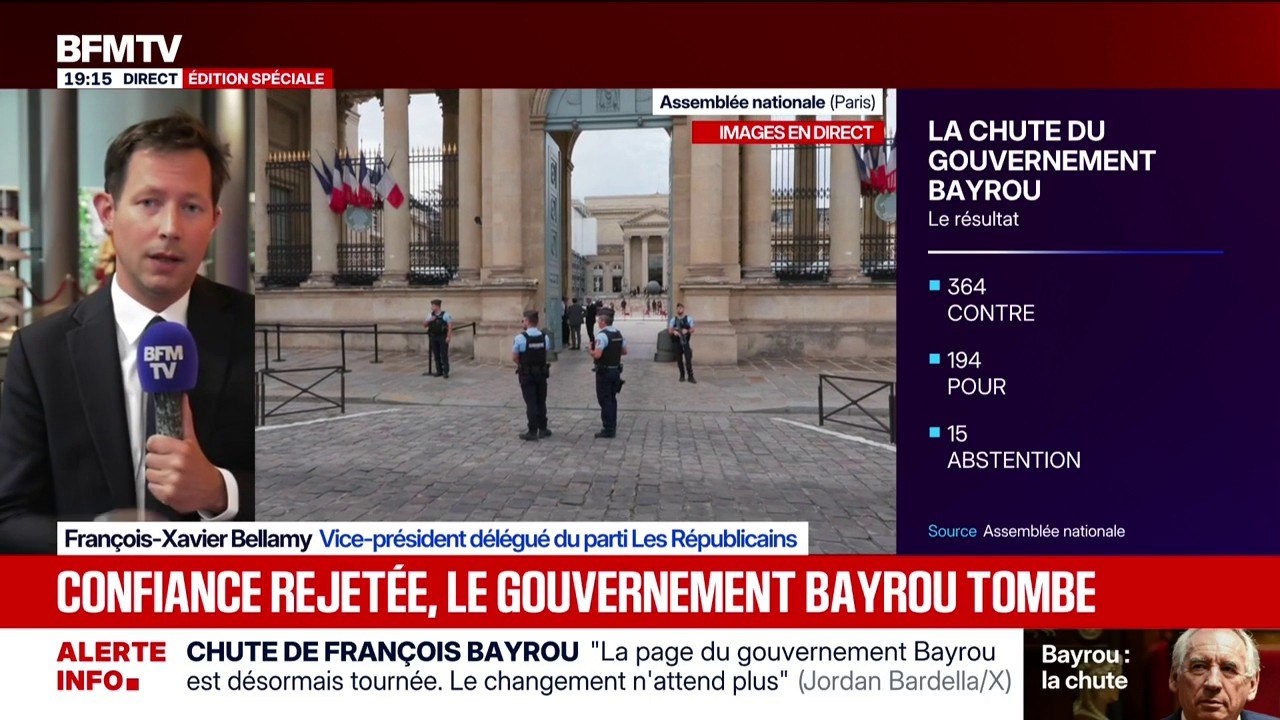 Chute de François Bayrou: "Nous refusons de nous associer à ce Parti socialiste", déclare François-Xavier Bellamy (LR)