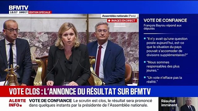 Regardez le moment précis où François Bayrou a été renversé à l'Assemblée Nationale en n'obtenant pas la majorité des votes à l'Assemblée Nationale
