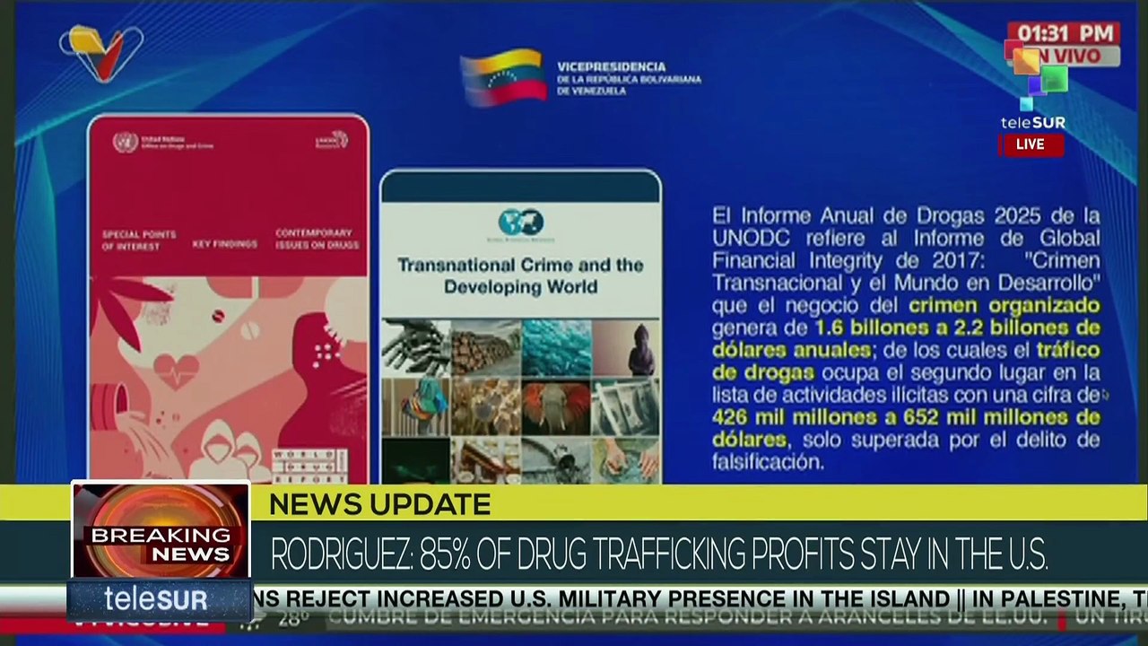 Delcy Rodríguez: United States holds over 85% of global drug trafficking revenues