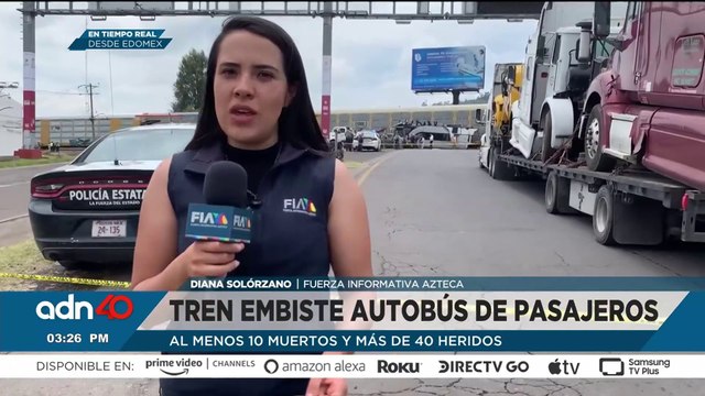 Choque entre tren y autobús en Edomex deja al menos 10 muertos y más de 40 heridos