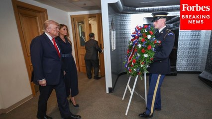 President Trump And First Lady Melania Trump Pay Their Respects At The Pentagon On 9/11