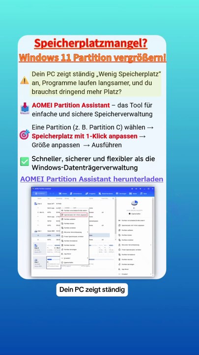 ⚡ Speicherplatzmangel? Windows 11 Partition vergrößern!