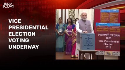 PM Modi cast vote in Veep elections; YSRCP supports NDA's CP Radhakrishnan