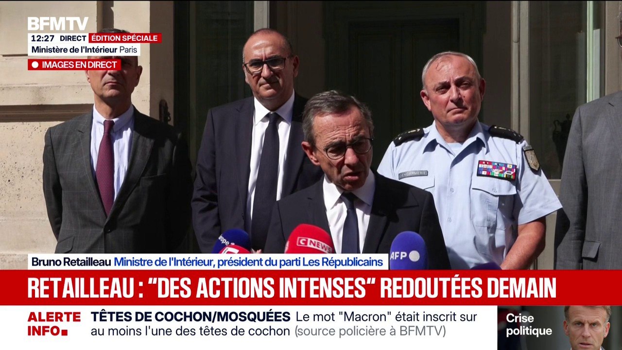 10 septembre: Bruno Retailleau évoque "des groupuscules très déterminés, très organisés (...) animés d'une haine anti-flic"