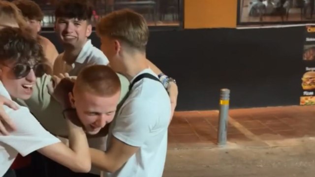 Lads use their friend as a pole against boxing machine and it ends badly