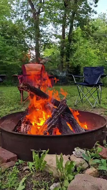 Beautiful Bonfire Outside the House