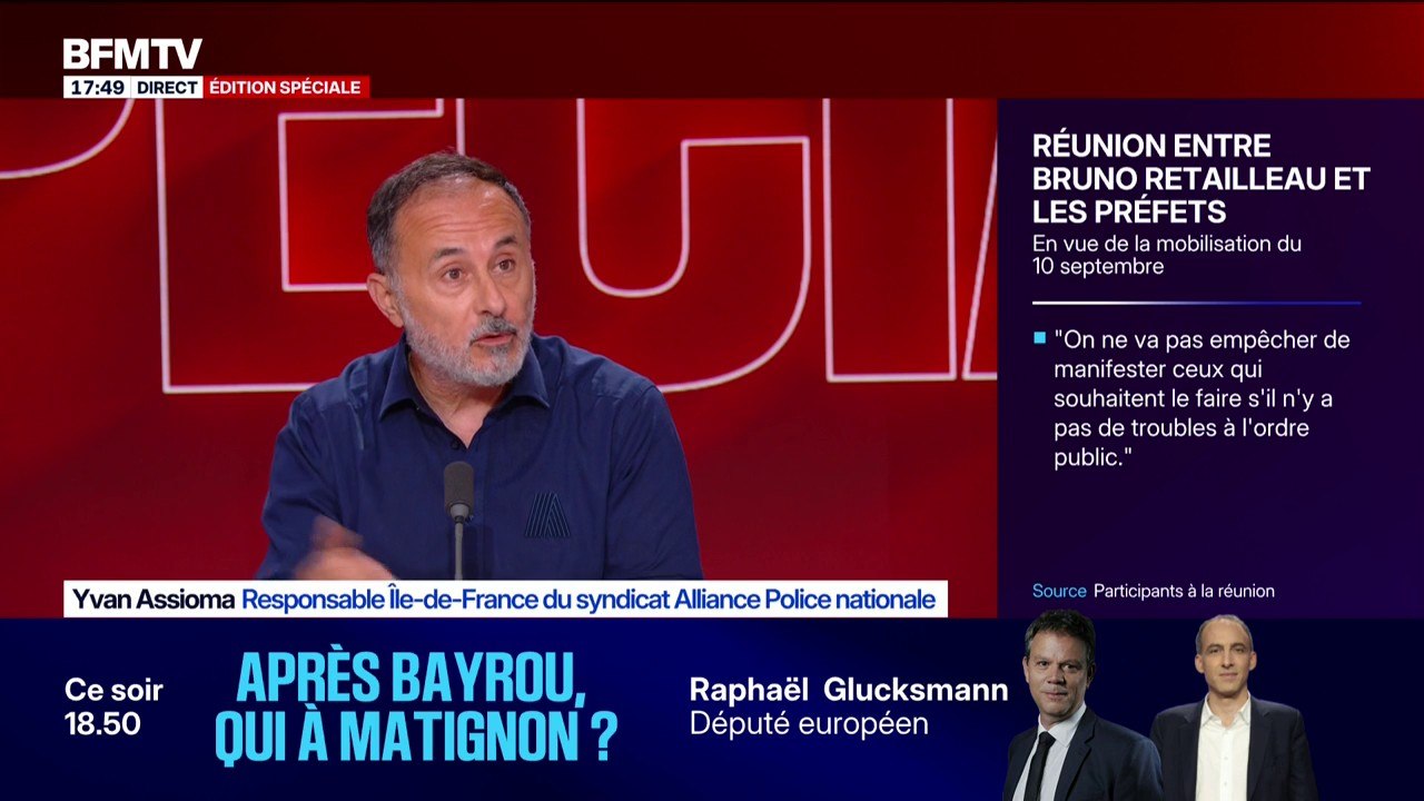 Mouvement du 10 septembre: "80.000 policiers, c'est un peu la jauge qu'on a eu pendant les gros week-ends gilets jaunes", indique Yvan Assioma, responsable Île-de-France du syndicat Alliance Police nationale