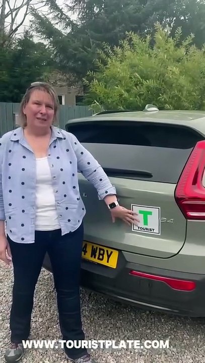 Laura Hansler and Robert Marshall test out the brand new Tourist T plate designed to improve safety on Scottish roads