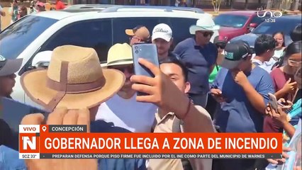 GOBERNADOR DE SANTA CRUZ LLEGA A ZONA DE INCENDIO