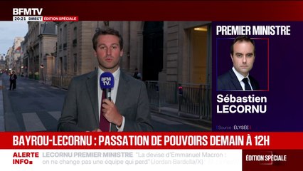 François Bayrou-Sébastien Lecornu: la passation de pouvoirs aura lieu demain à midi à Matignon