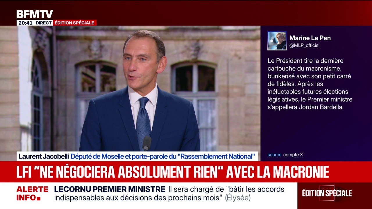 Sébastien Lecornu nommé Premier ministre: "Emmanuel Macron a nommé Emmanuel Macron", lance Laurent Jacobelli, député RN de Moselle