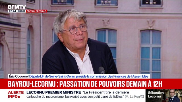 Sébastien Lecornu nommé Premier ministre: C'est la censure le plus rapidement possible , affirme Éric Coquerel, député LFI de Seine-Saint-Denis