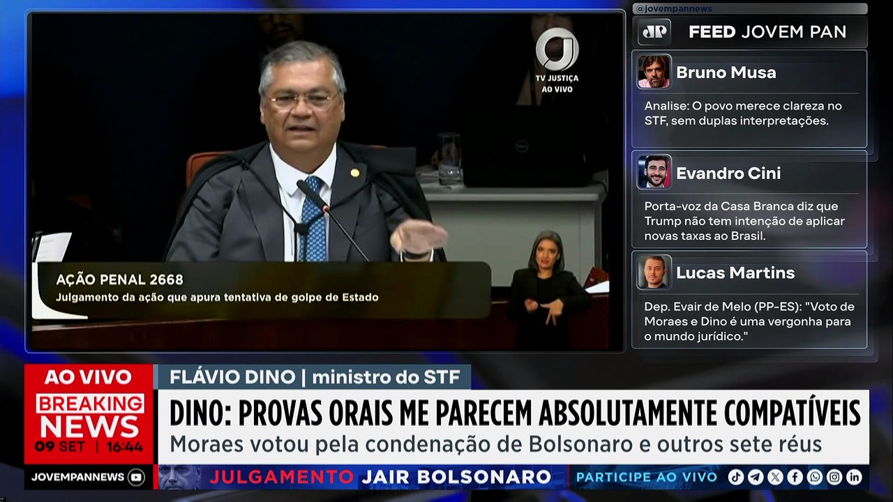 URGENTE: Dino vota pela condenação de Bolsonaro e demais réus por trama golpista; placar é de 2 a 0