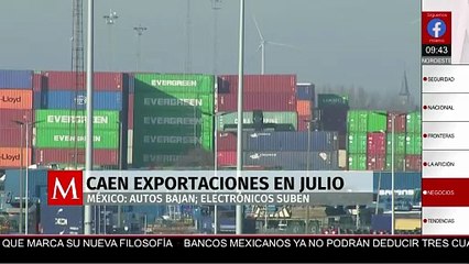 Exportaciones de México caen 5.32% en julio y suman 52,373 mdd: Banxico