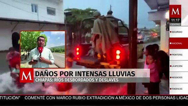 Lluvias provocan desbordamiento de ríos y deslave de un cerro en Chiapas