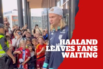 Erling Haaland walks past kids waiting before Norway’s match