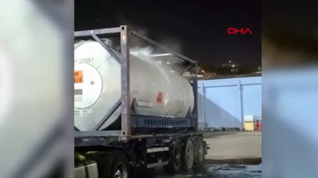 Kocaeli'de, fabrikada park halindeki kimyasal madde yüklü tankerde sızıntı