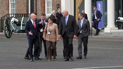 Defence ministers from the E5 Group arrive for meeting