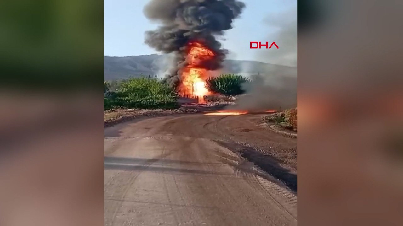 Şırnak’ta yol çalışması sırasında hasar alan boru hattından sızan petrol alev aldı