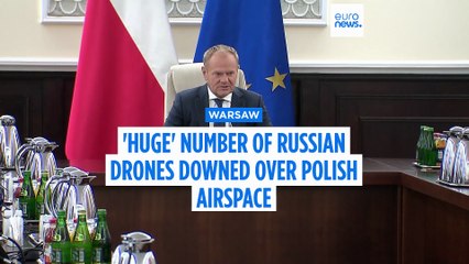 Poland and allies down 'huge number' of Russian drones in 'act of aggression'