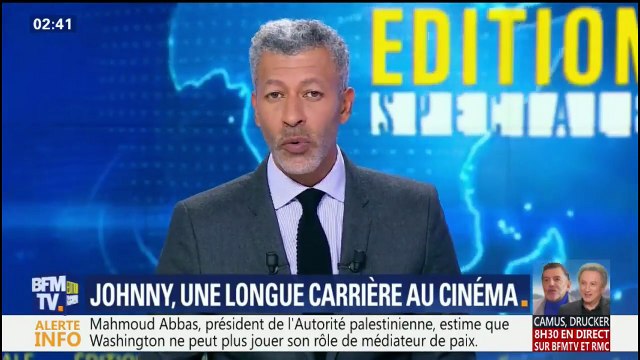 Johnny Hallyday – BFMTV Journal de la Nuit (07/12/2017) | Spéciale : Une longue carrière au cinéma
