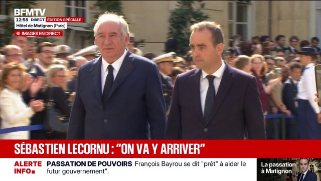 Passation de pouvoirs: François Bayrou quitte Matignon sous les applaudissements