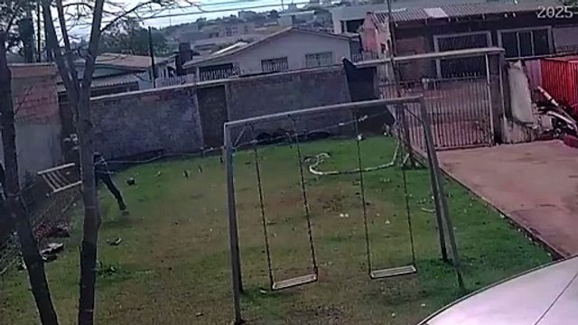 Ladrão de escada é flagrado por câmera em residência no bairro Parque São Paulo