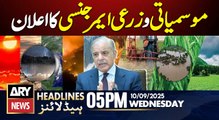 PM Shehbaz's Big Announcement || ARY News 5 PM Headlines || 10th Sep 2025