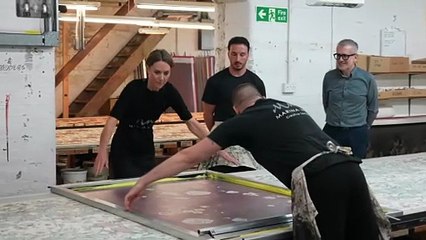 Princess Kate takes part in silk screen printing
