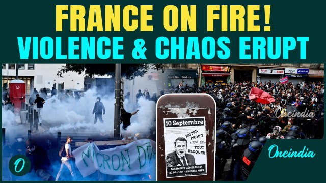 Shocking Visuals:France’s ‘Block Everything’ Protests turn violent, 100,000 on street against Macron