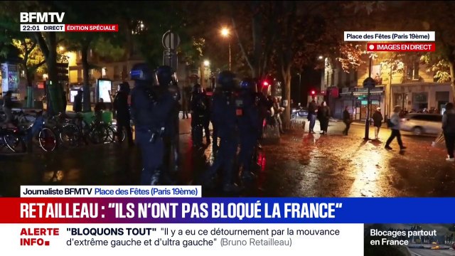 Bloquons tout: des tensions entre les forces de l'ordre et quelques manifestants à la place des Fêtes, dans le 19ᵉ arrondissement de Paris