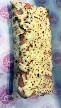 Mega French tacos gratinated with salmon and mozzarella #FrenchTacos #MegaTacos #Salmon #Mozzarella #DeliciousFood