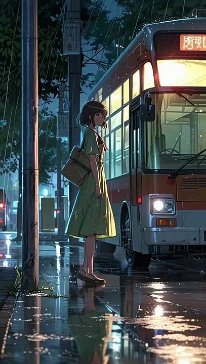 Summer Rainy Bus Stop
