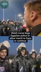 An Englishman is speaking out against the atrocities in Gaza and is asking to cross the border. He wants to help the oppressed people.