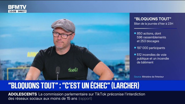 10-septembre: Il y avait deux fois plus de personnes que ce qu'avait prévu le ministre de l'Intérieur la veille (...) je dis chapeau , affirme Fabien Villedieu (Sud Rail)